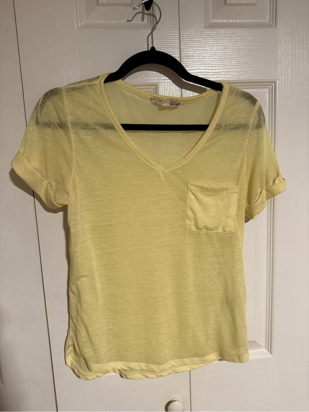 Pink Republic Yellow V‑Neck Pocket Tee